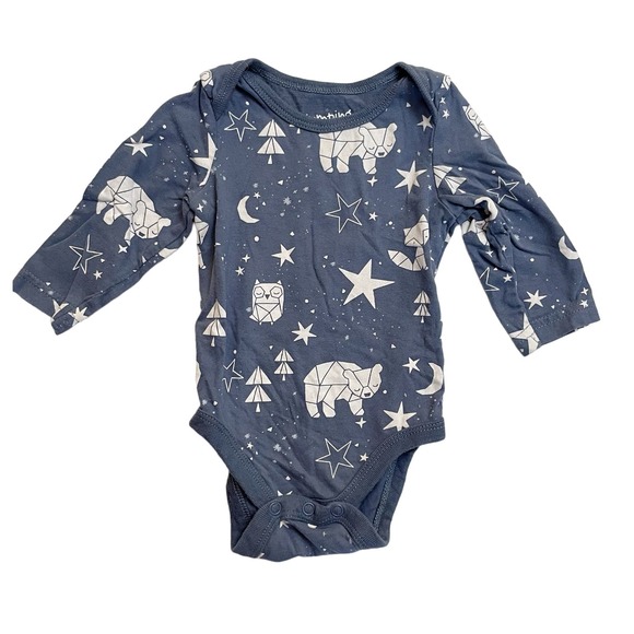 Jumping Beans Long Sleeve Bodysuit Blue Constellations Woodland Animals 6 Months - Picture 1 of 5